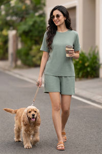 Zivame 2 Mile Fashion Knit Cotton Loungewear Set - Iceberg Green — thumbnail 1